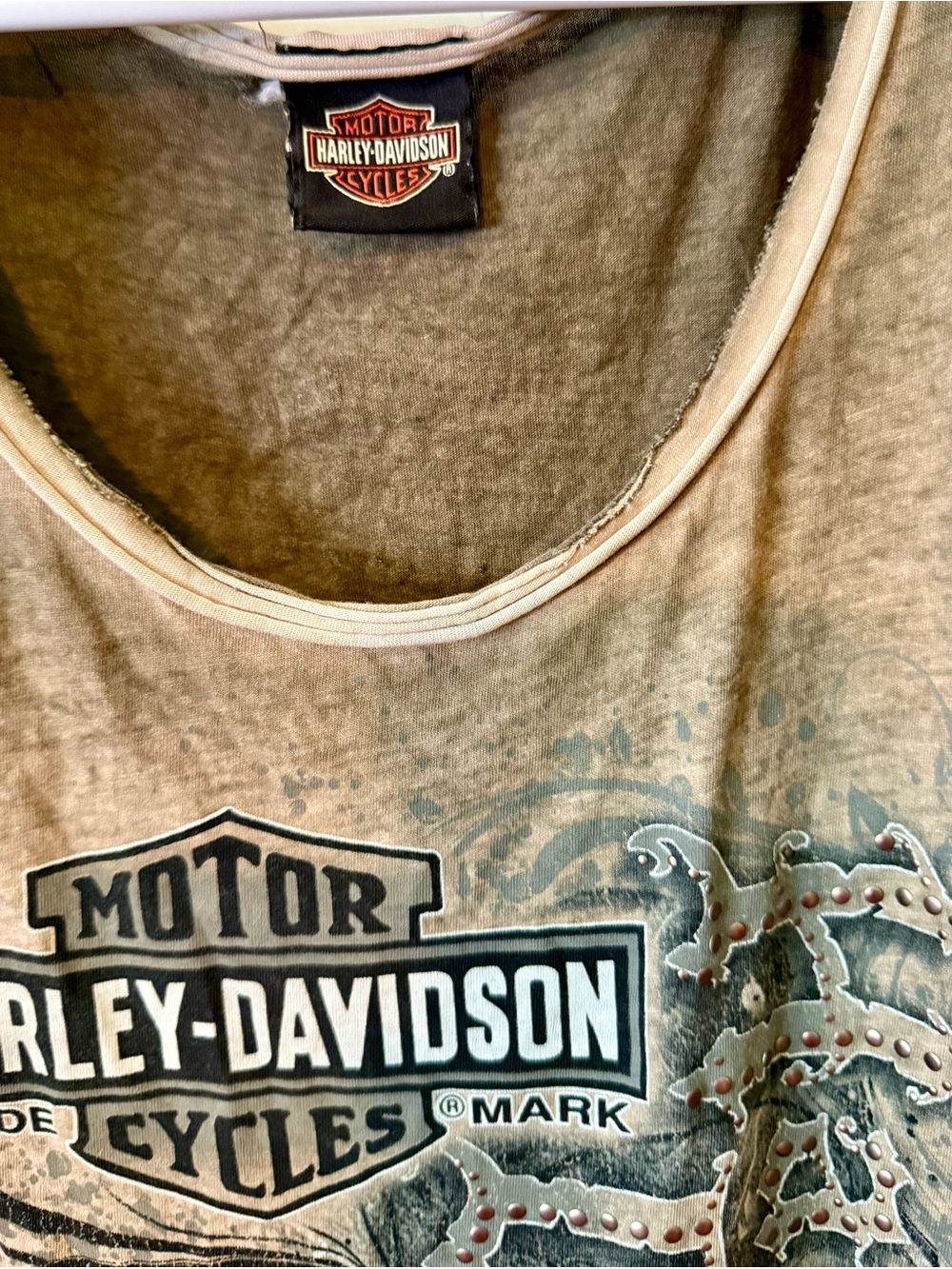 Harley-Davidson Olive Green and Black Logo Tank Top - Picture 2 of 10